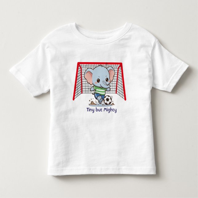Cute Baby Elephant Playing Soccer  Toddler T-Shirt (Front)