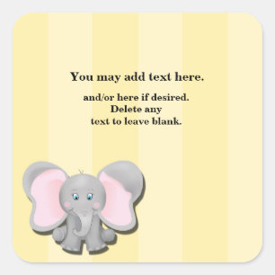 Cute Baby Elephant Shower Birthday Party Sticker