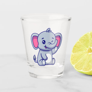 Cute Baby Elephant Sitting Cartoon-23800 Shot Glass
