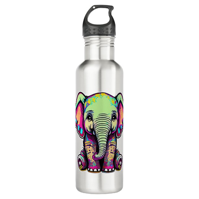 Cute Baby Elephant sitting digital illustration 710 Ml Water Bottle (Front)
