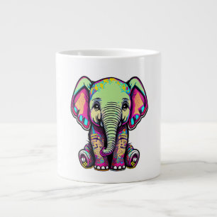 Cute Baby Elephant sitting digital illustration Large Coffee Mug