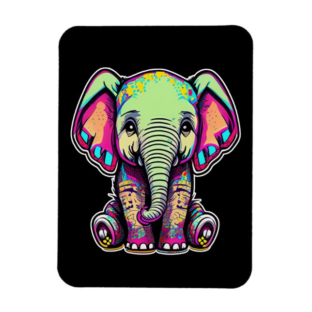 Cute Baby Elephant sitting digital illustration Magnet (Vertical)