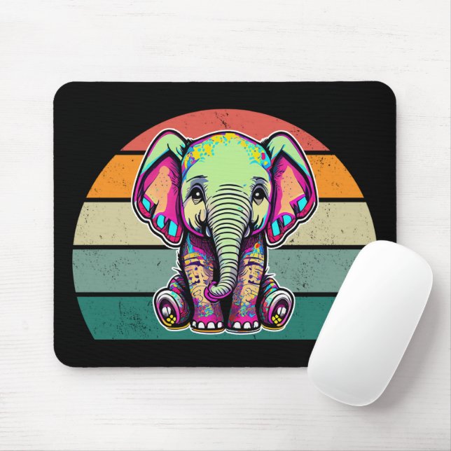 Cute Baby Elephant sitting digital illustration Mouse Pad (With Mouse)
