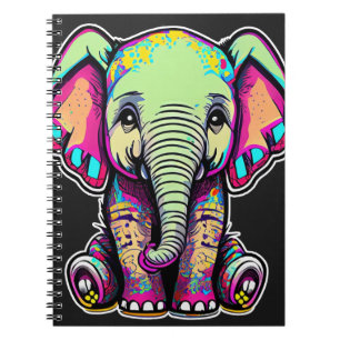 Cute Baby Elephant sitting digital illustration Notebook