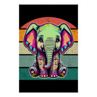 Cute Baby Elephant sitting digital illustration