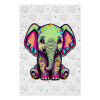 Cute Baby Elephant sitting digital illustration