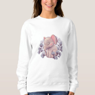 Cute Baby Elephant Sleeping with Leaves Sweatshirt