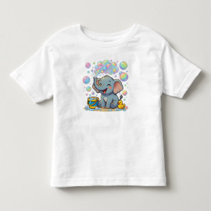 Cute Baby Elephant Spraying Sparkling Soap Bubbles Toddler T-Shirt