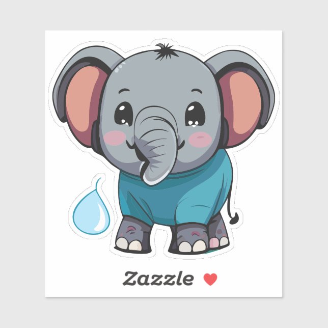 Cute Baby Elephant Spraying Water From Trunk (Sheet)