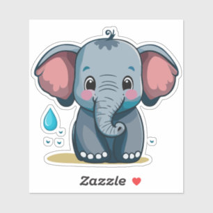 Cute Baby Elephant Spraying Water From Trunk