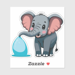 Cute Baby Elephant Spraying Water From Trunk