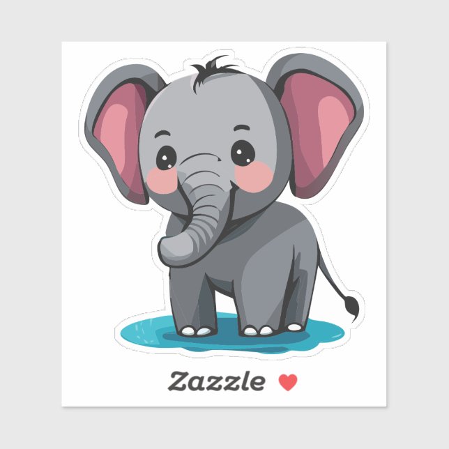 Cute Baby Elephant Spraying Water From Trunk (Sheet)