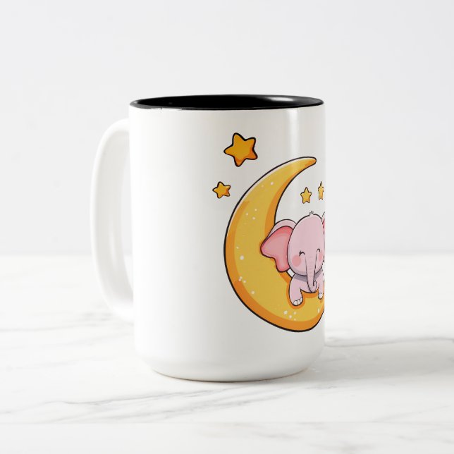 Cute baby elephant Two-Tone coffee mug (Front Left)
