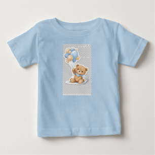 Cute Baby Elephant with Blue Balloons Baby Showe T-Shirt