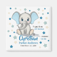 Cute Baby Elephant with Blue Ears Boy Birth Stats