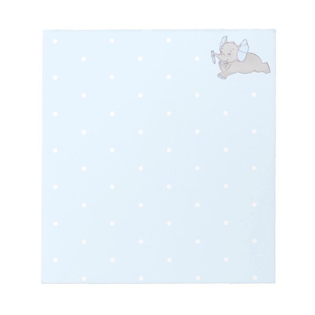 Cute baby elephant with blue pencil notepad (Front)