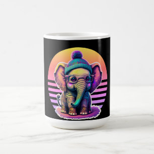 Cute Baby Elephant with Glasses and Beanie Coffee Mug