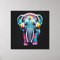 Cute Baby Elephant with Headphones