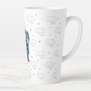 Cute Baby Elephant with Headphones Latte Mug