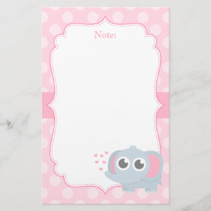 Cute Baby Elephant With Love For Girls Stationery