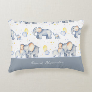 Cute Baby Elephant with Mummy Watercolor Decorative Cushion