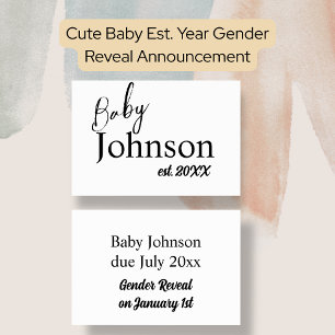 Cute Baby  Est. Year Gender Reveal Announcement