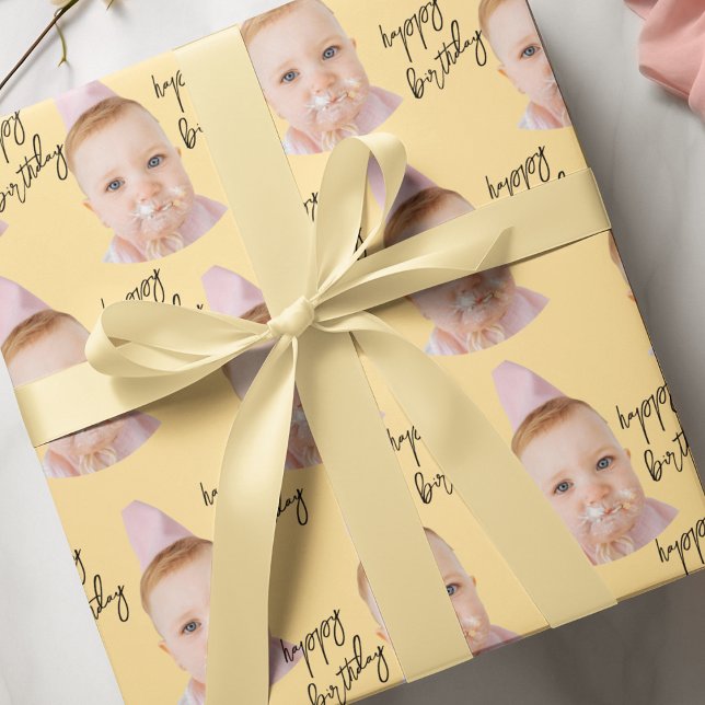 Cute Baby Face Birthday  |  Personalised Photo Wrapping Paper (Creator Uploaded)