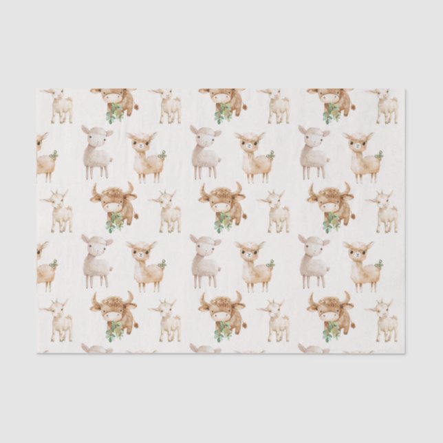 Cute baby farm animals tissue paper (Front)