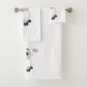 Cute Baby Farm Lamb Bath Towel Set