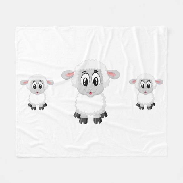 Cute Baby Farm Lamb Fleece Blanket (Front (Horizontal))