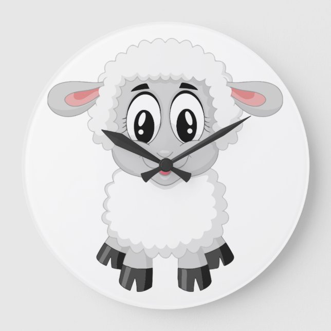 Cute Baby Farm Lamb Large Clock (Front)