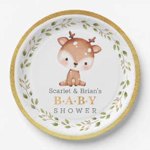 Cute Baby Fawn Party Little Deer Baby Shower Paper Plate