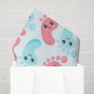 Cute baby feet gender reveal party tissue paper