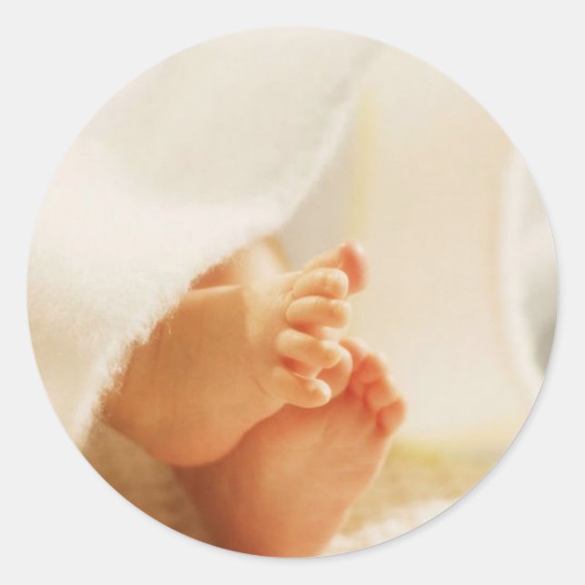 Cute Baby Feet Little Baby Feet Wrapped Blanket Classic Round Sticker (Front)