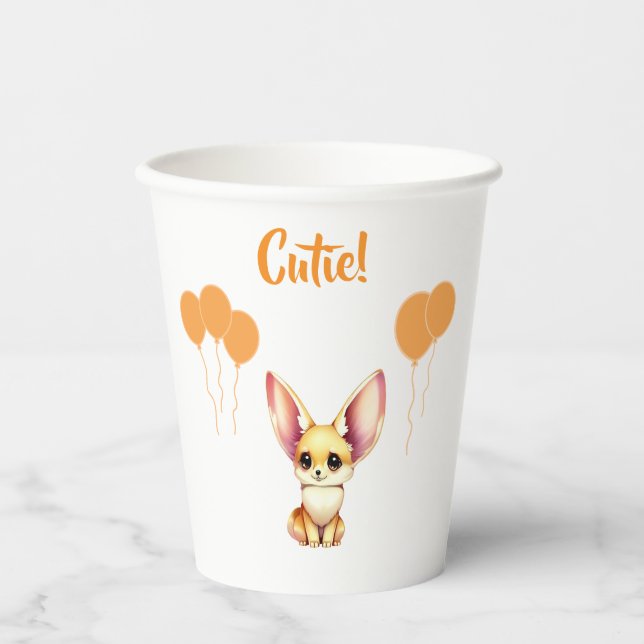 Cute Baby Fennec Fox  Paper Cups (Front)