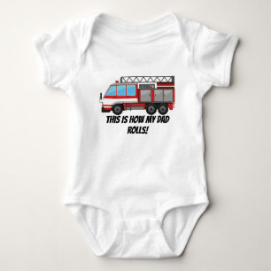 Cute baby fireman Dad rolls Bodysuit