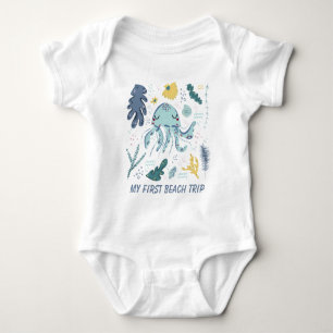 cute baby first Beach trip  Bodysuit