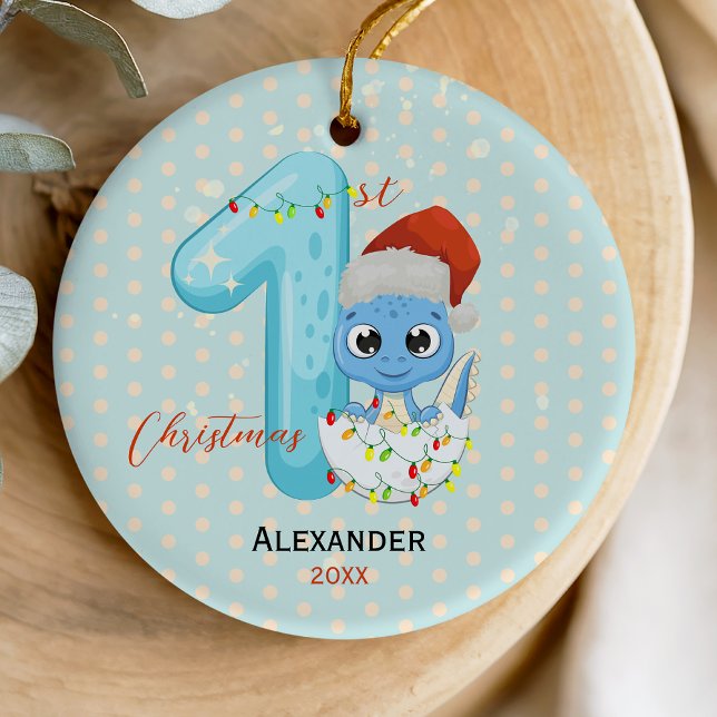 Cute baby first Christmas baby dinosaur  Ceramic Tree Decoration (Creator Uploaded)