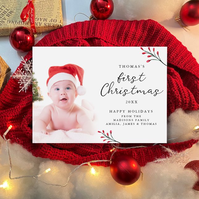 Cute Baby First Christmas Photo  Holiday Card (Creator Uploaded)