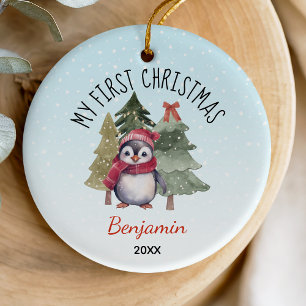 Cute baby first Christmas pinguin Ceramic Tree Decoration