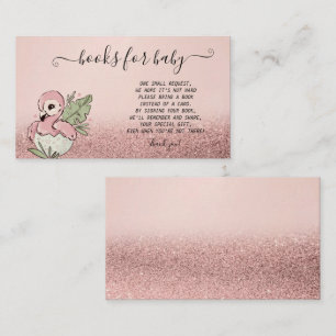 Cute Baby Flamingo Rose Gold Glitter Enclosure Card