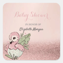 Cute Baby Flamingo Rose Gold Glitter