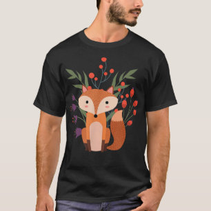 Cute Baby Fo With Flowers Nature Lover & Gift T-Shirt