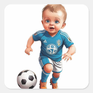 Cute Baby Football Player Square Sticker