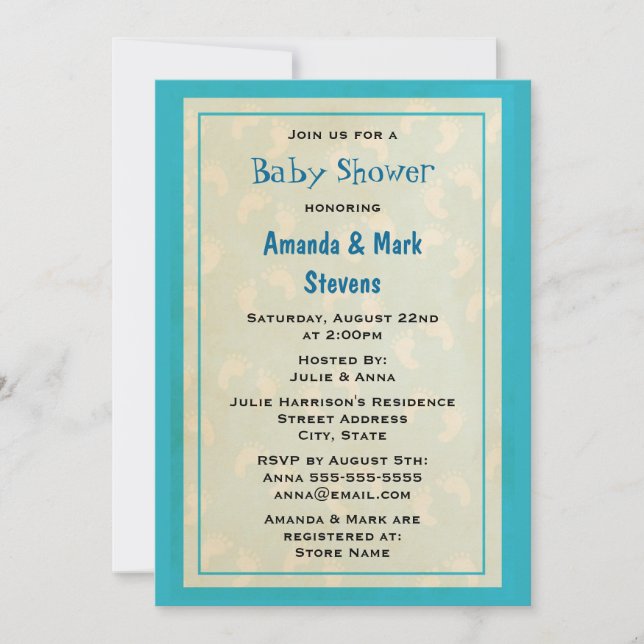 Cute baby Footprints Baby Shower Invitation (Front)