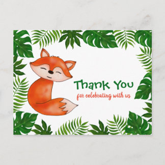 Cute Baby Fox | Baby Shower | Thank You Postcard
