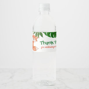 Cute Baby Fox Baby Shower Thank You Water Bottle Label