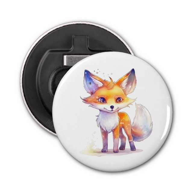 Cute Baby Fox Button Bottle Opener (Front)