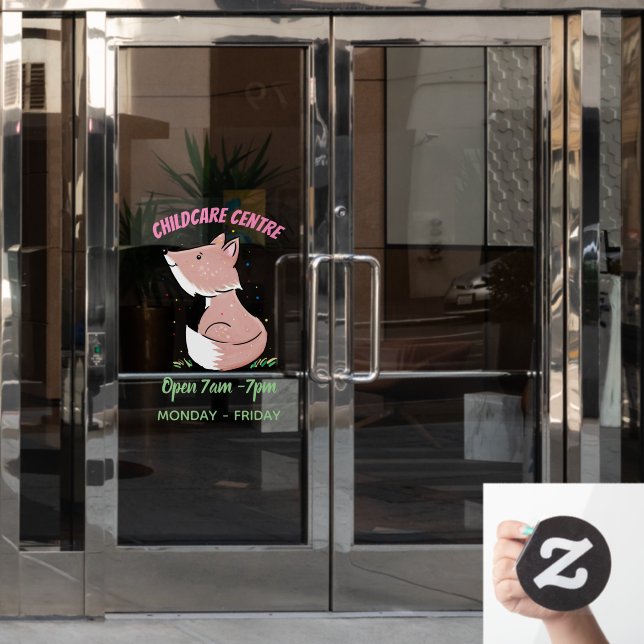 Cute baby fox cartoon illustration (Office Door)