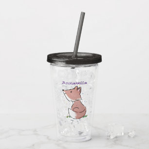 Cute baby fox cartoon illustration acrylic tumbler
